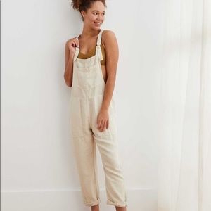 Aerie Cream Utility Twill Overalls